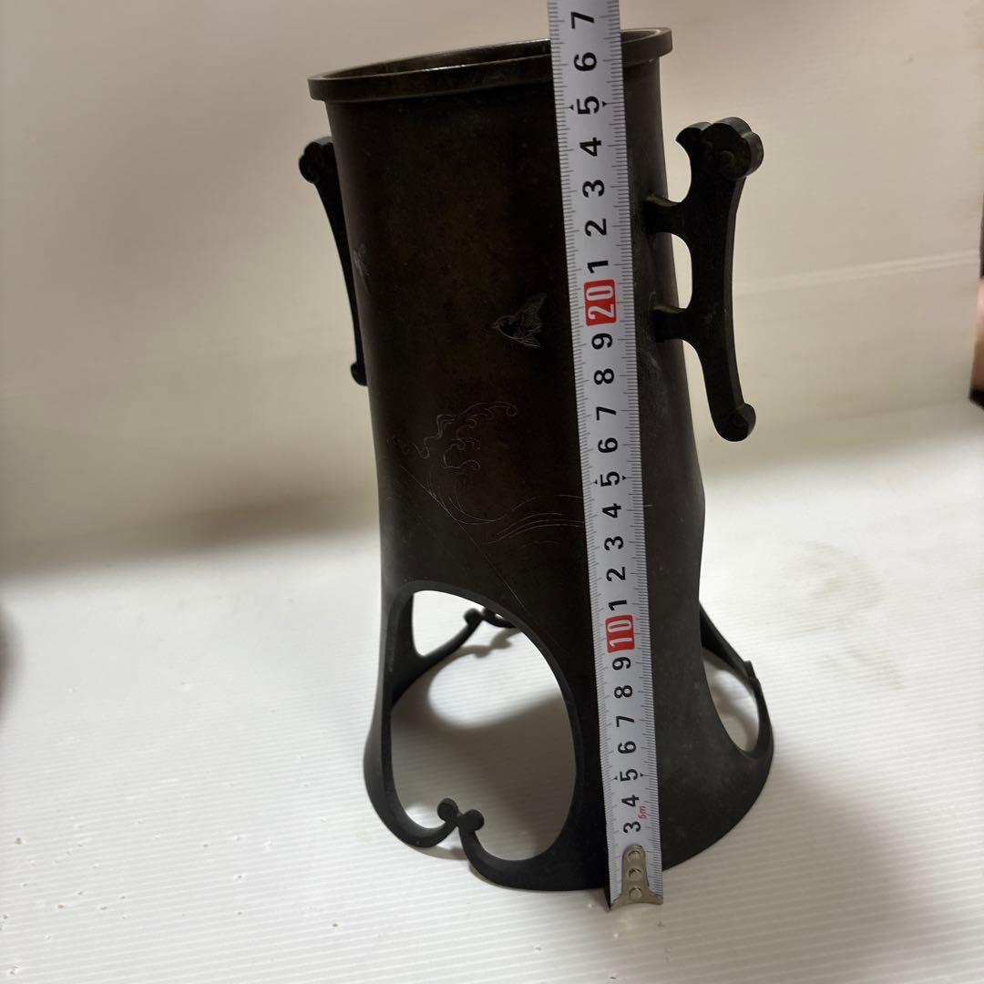 年代物 古董品 唐銅作物 金銀象嵌手彫り