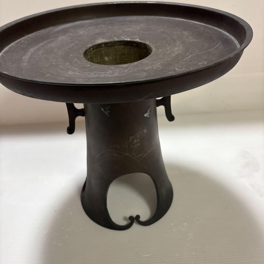 年代物 古董品 唐銅作物 金銀象嵌手彫り