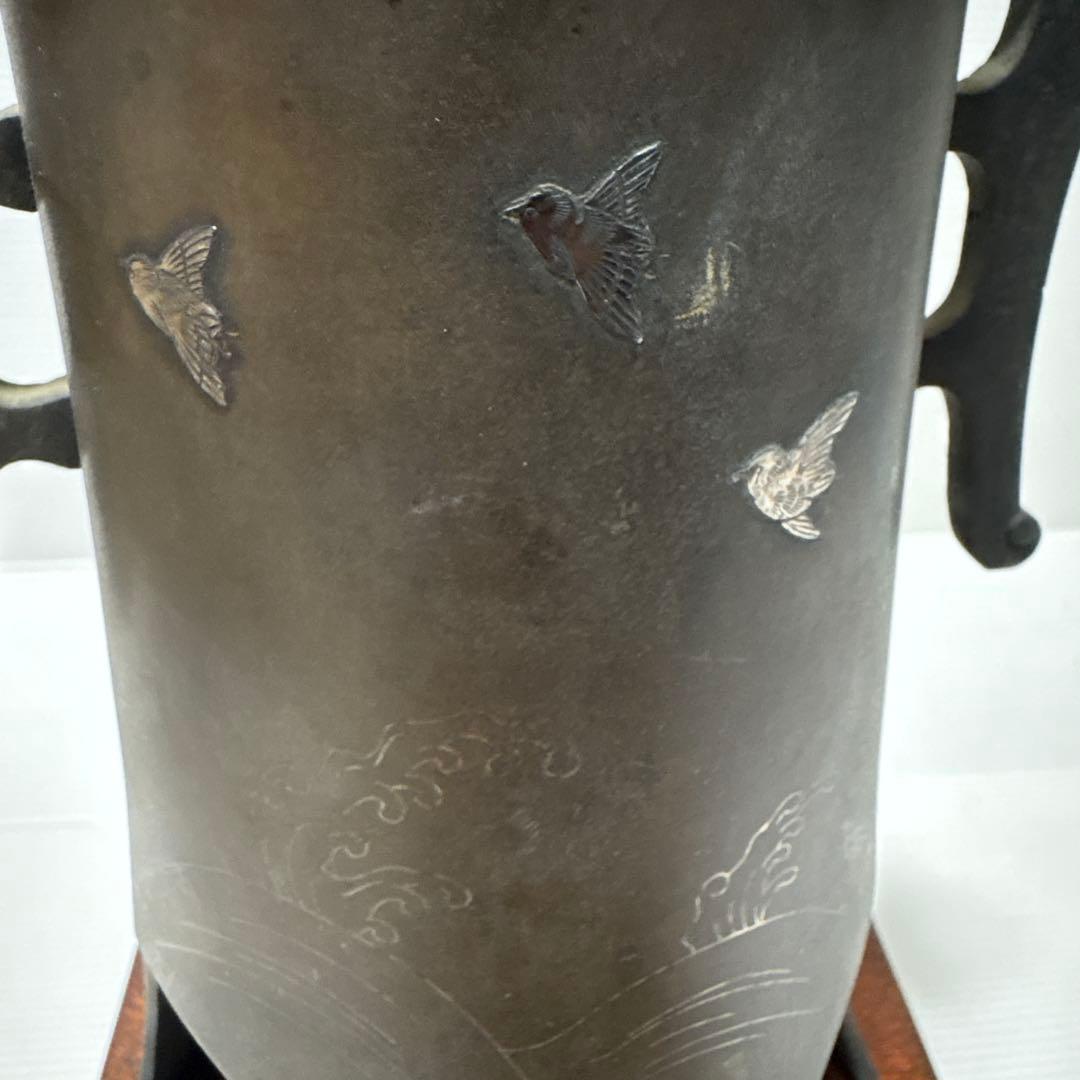 年代物 古董品 唐銅作物 金銀象嵌手彫り