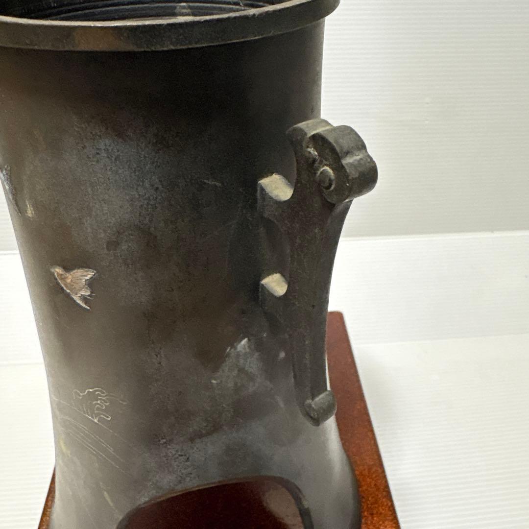 年代物 古董品 唐銅作物 金銀象嵌手彫り