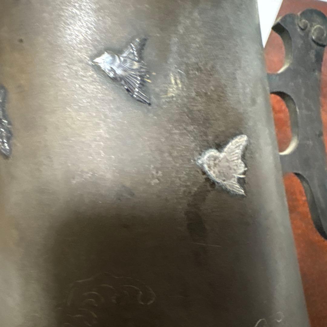 年代物 古董品 唐銅作物 金銀象嵌手彫り