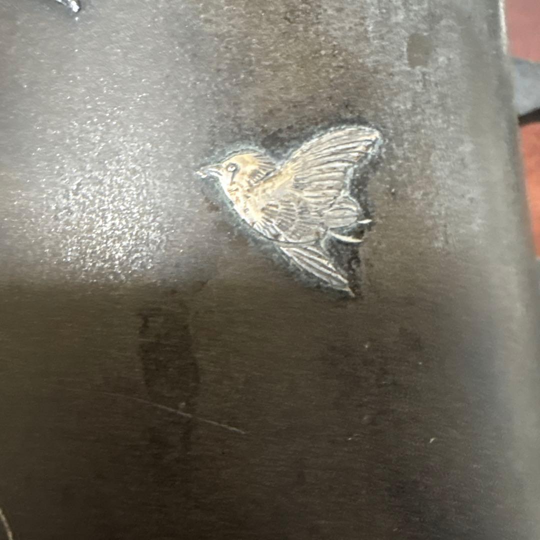 年代物 古董品 唐銅作物 金銀象嵌手彫り