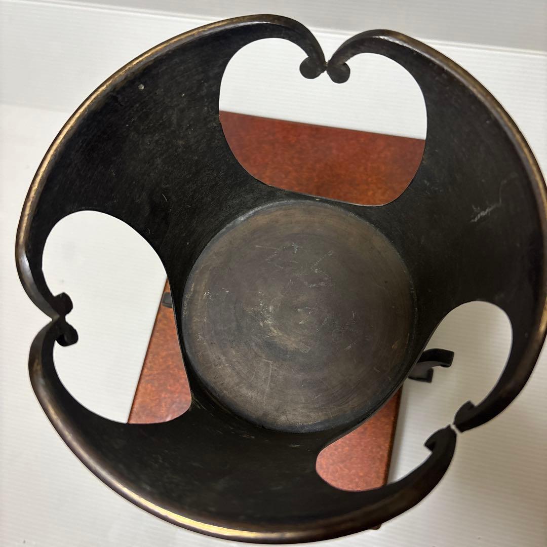 年代物 古董品 唐銅作物 金銀象嵌手彫り