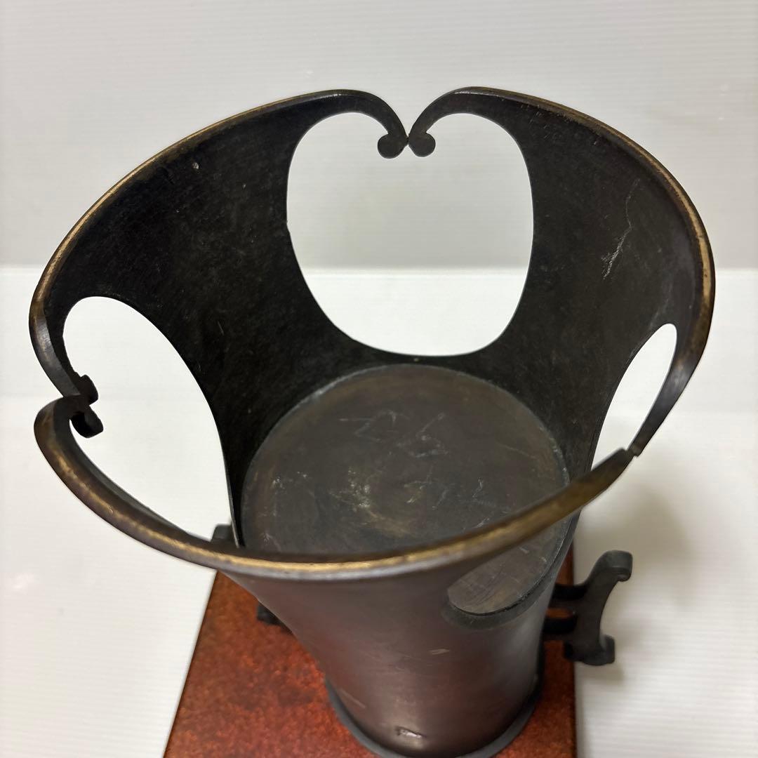 年代物 古董品 唐銅作物 金銀象嵌手彫り