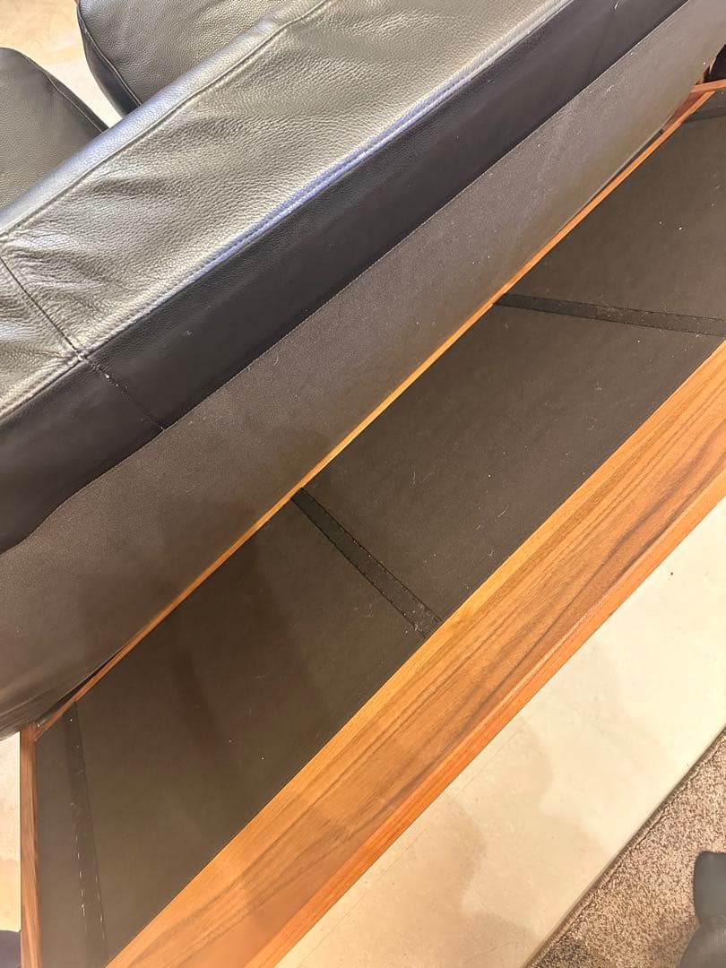 い*ー様 モダンL字型黒レザーソファ　三人掛け