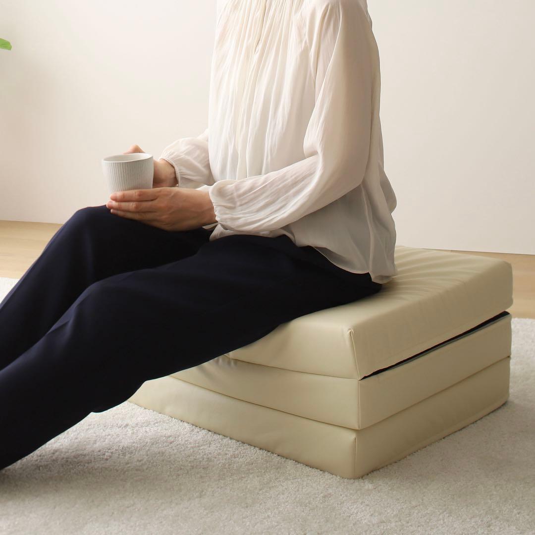 L 新品 クッションマット 180cm アイボリー フロアマット レザー 座布団