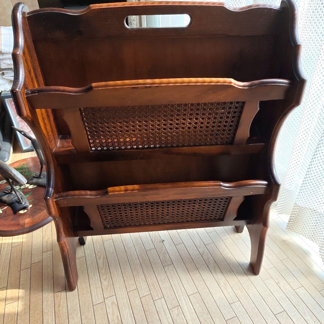 木製 2段マガジンラック アンティーク