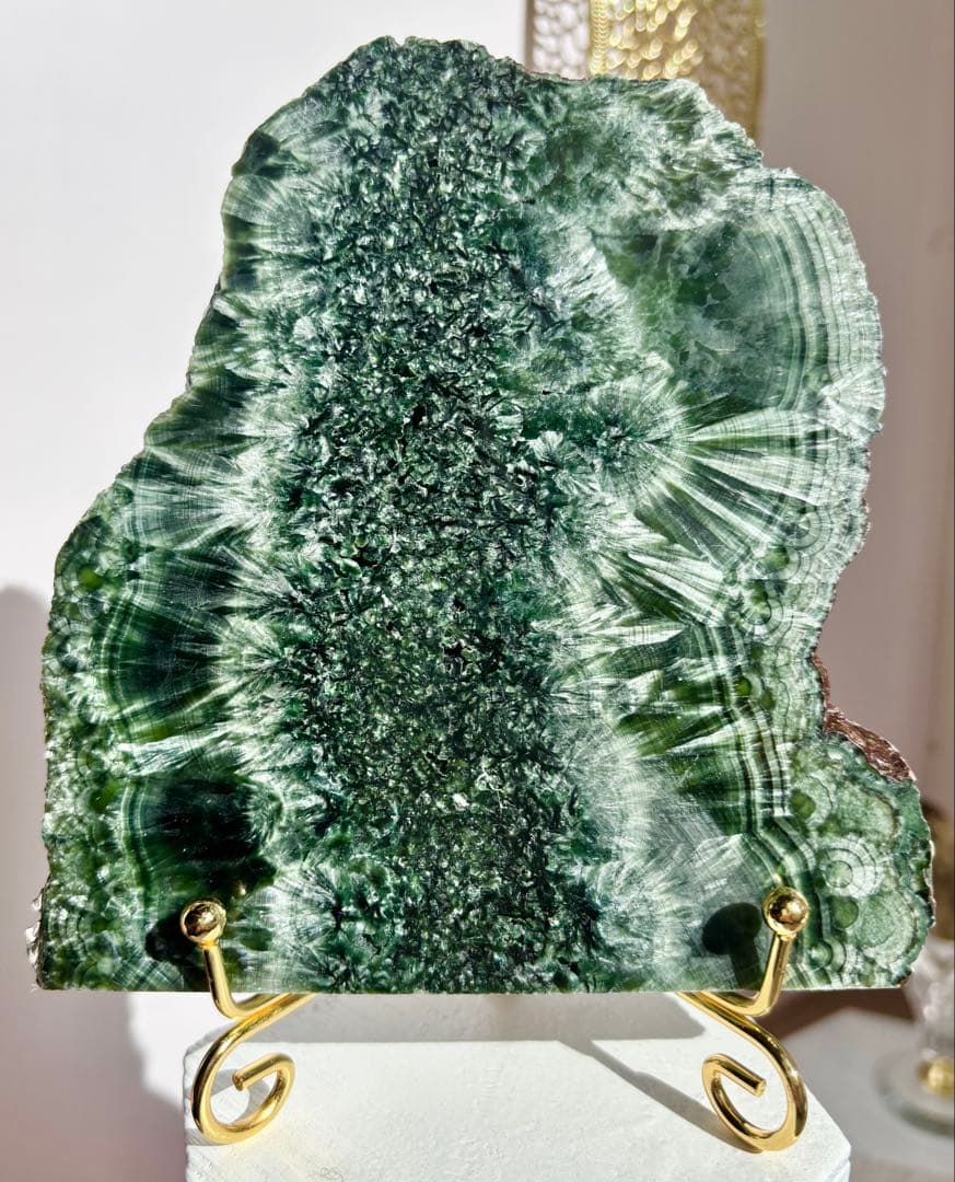 《鉱物アート》セラフィナイトプレート　バイカル湖由来・羽根状結晶の一点物 スラブ