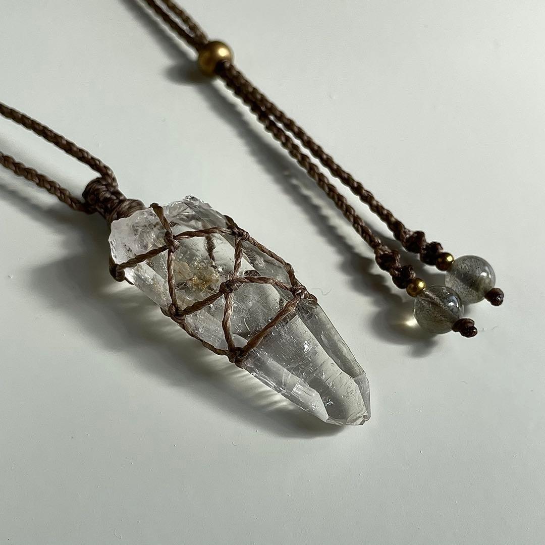 ヒマラヤ水晶 ＊ マクラメペンダント ネックレス 45