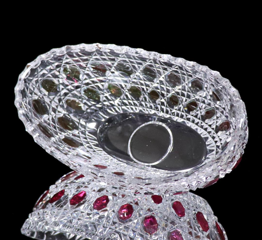 オールド・バカラ 上級作品 ルビー色被せ色装飾 大型鉢 ディアマン・ピエーリー