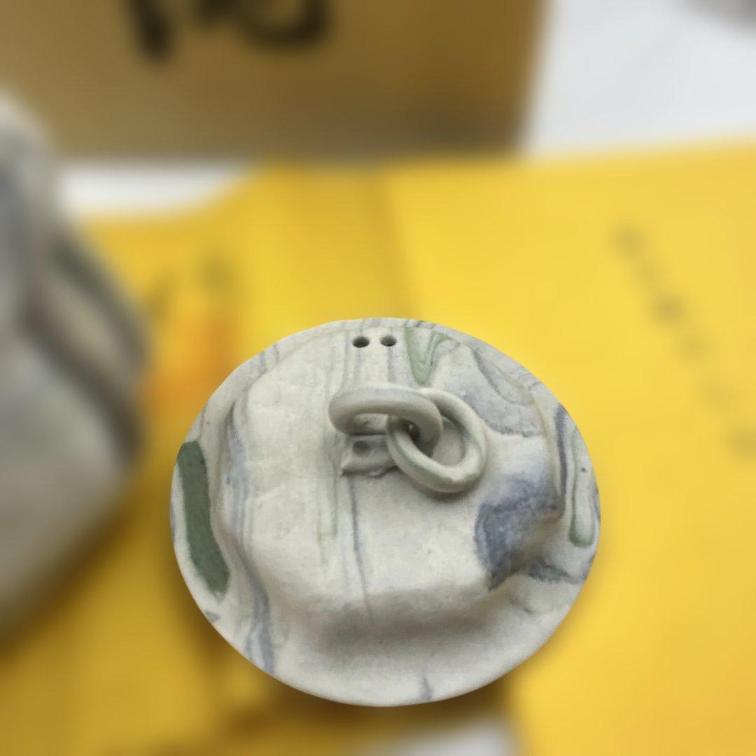 【共箱・布・説明書付き】萬古焼 貴山作 手造り練込 茶瓶 急須 茶道具