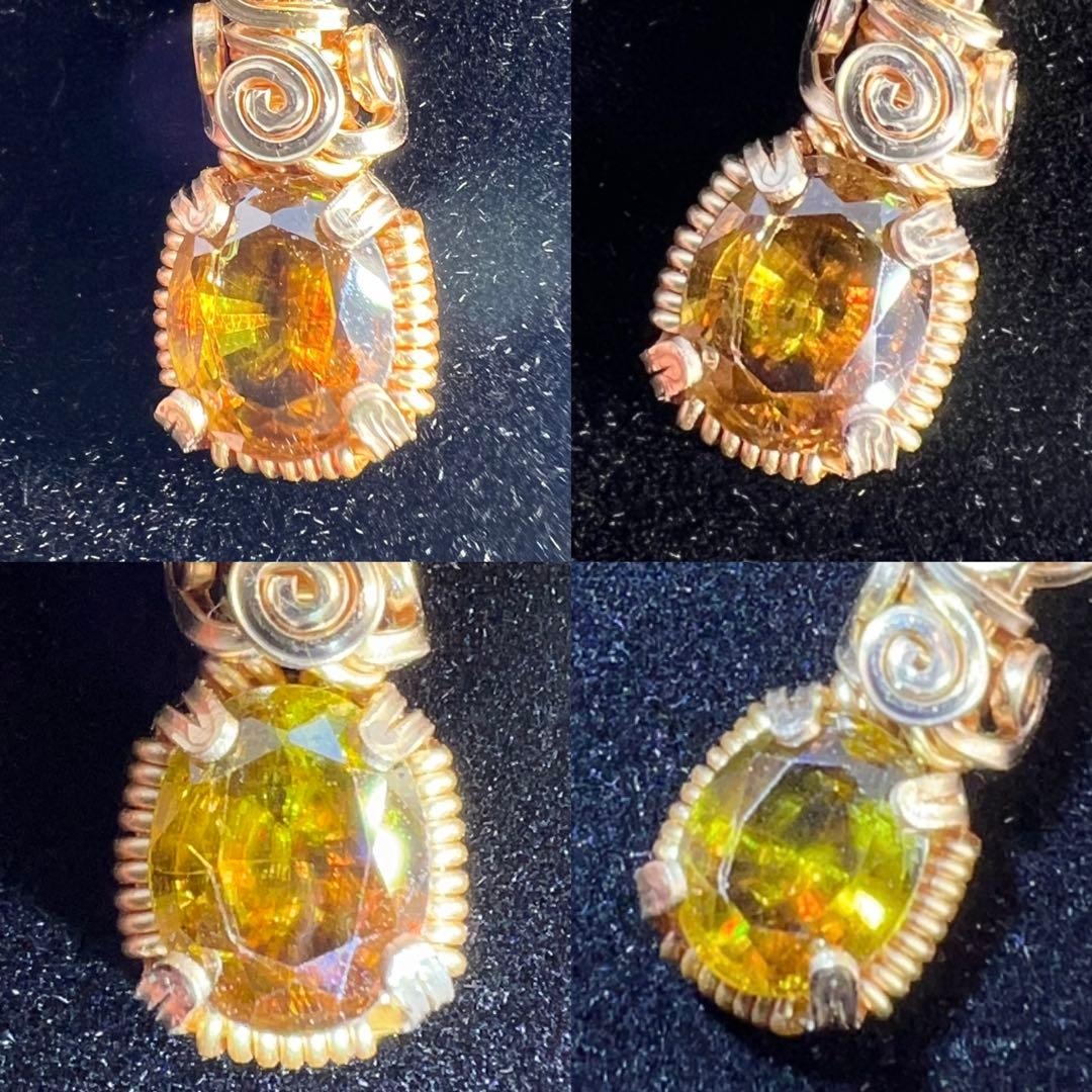 天然石　カンテラオパール＆スフェーン　スライドチェーンブレスレット　14kgf