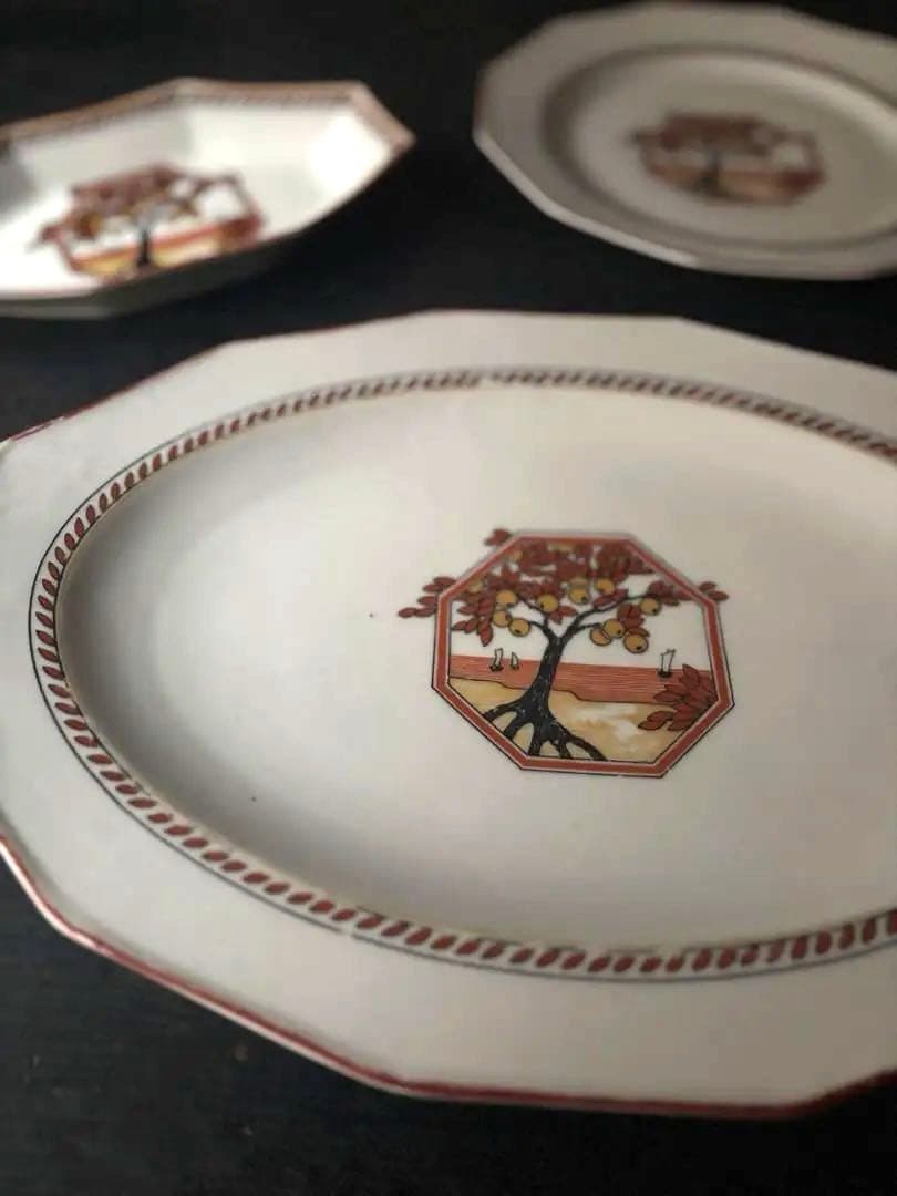 フランス アンティークLIMOGE リモージュ 12角 大皿 シリーズ 木 パリ