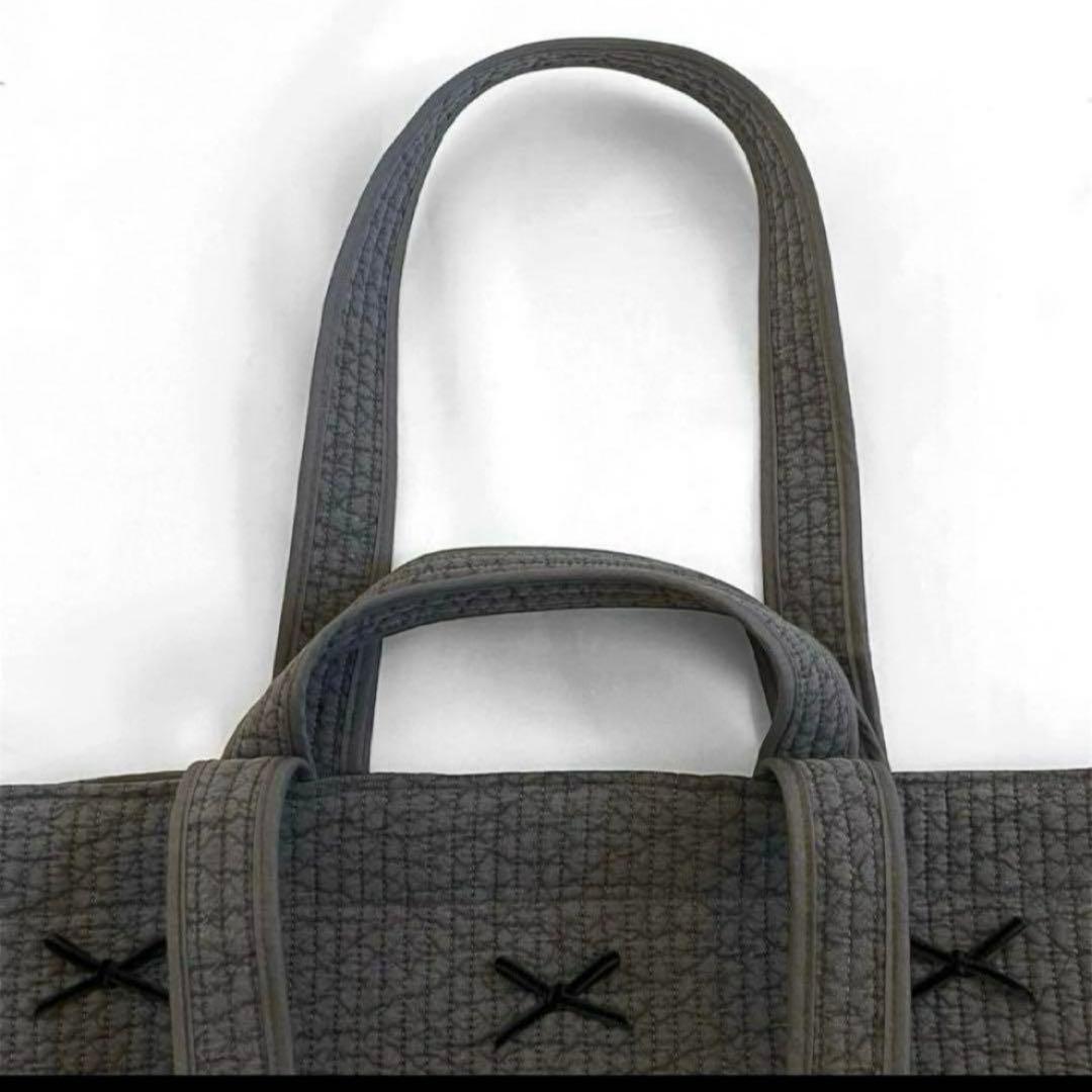 ヌビバッグ⭐︎ガーデン　リボン　ダークグレー　ダブルハンドル底板付♡隠しマグネット