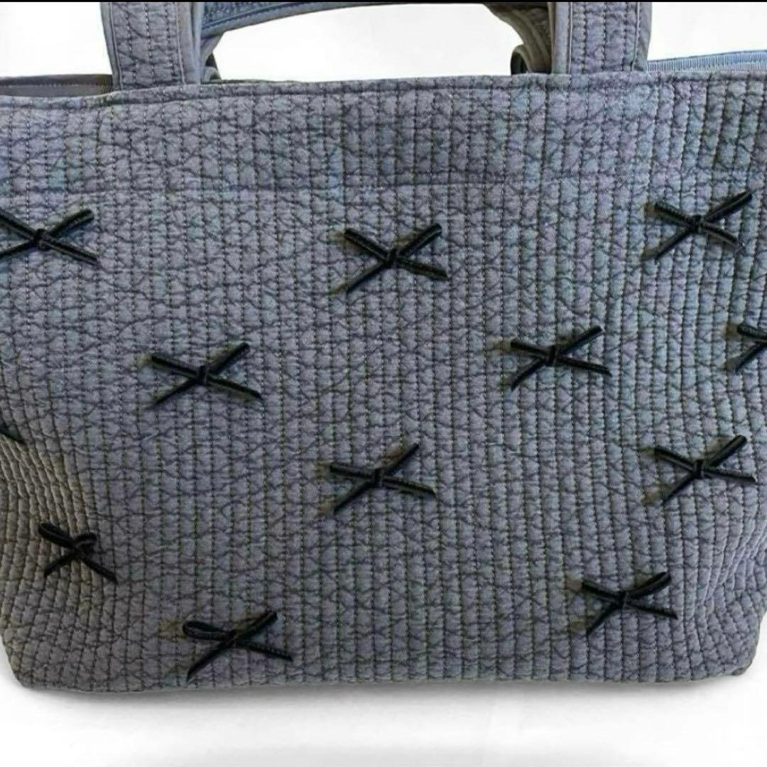 ヌビバッグ⭐︎ガーデン　リボン　ダークグレー　ダブルハンドル底板付♡隠しマグネット