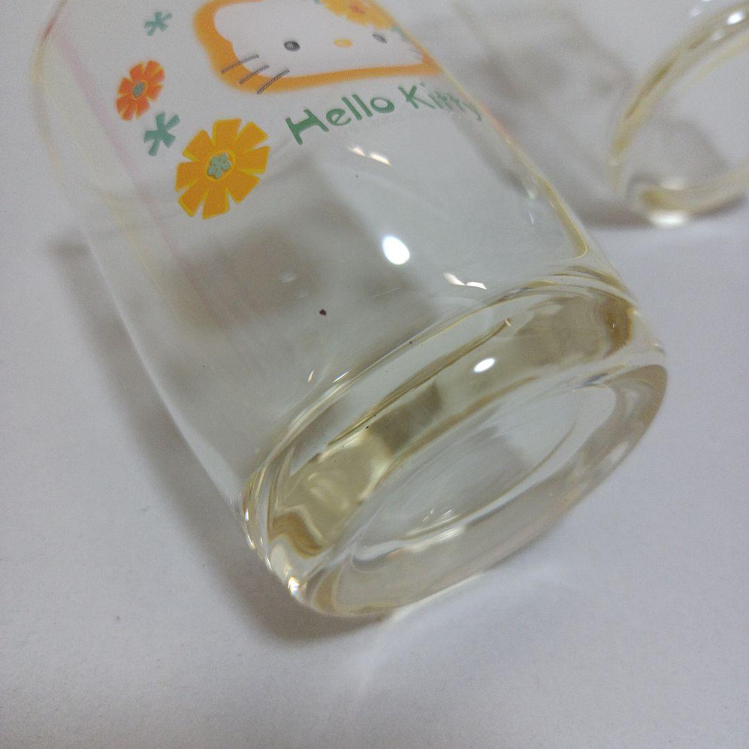 サンリオ　ハローキティ　平成レトロ　コップ グラス　カオハナ　花柄　黄色