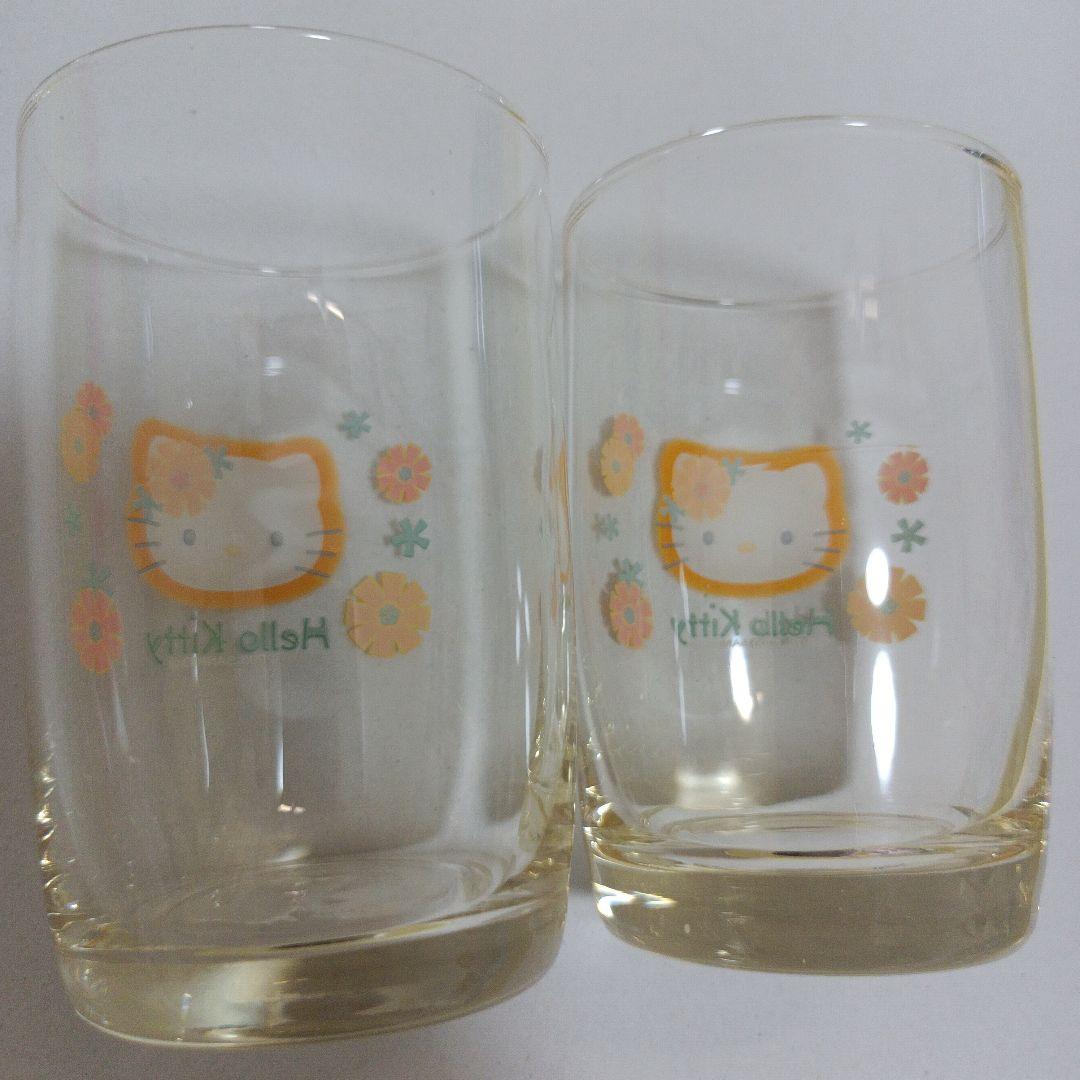 サンリオ　ハローキティ　平成レトロ　コップ グラス　カオハナ　花柄　黄色