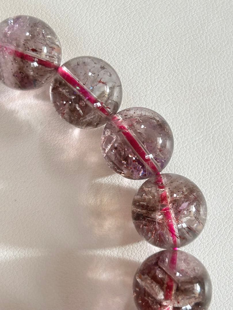 ねこちゃんスーパーセブンスモーキーエレスチャルアメジストブレスレット12.