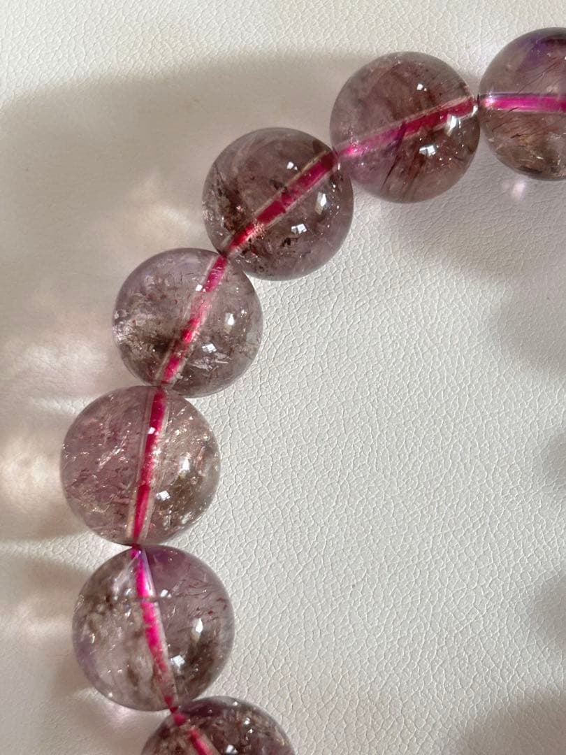 ねこちゃんスーパーセブンスモーキーエレスチャルアメジストブレスレット12.