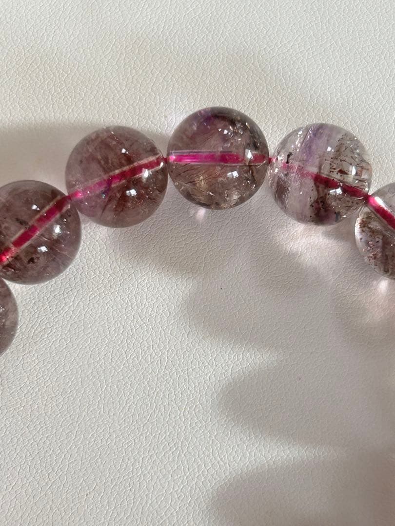 ねこちゃんスーパーセブンスモーキーエレスチャルアメジストブレスレット12.