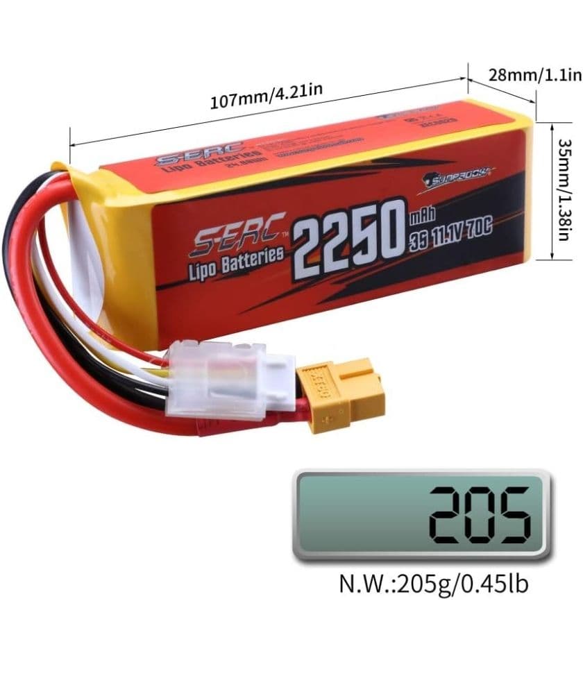 SERC 2250mAh LiPoバッテリー 3S 11.1V 70C