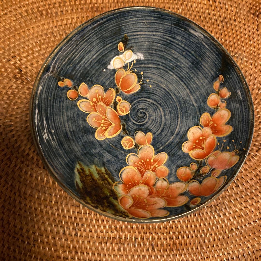 花柄の和皿5枚セット　脚付