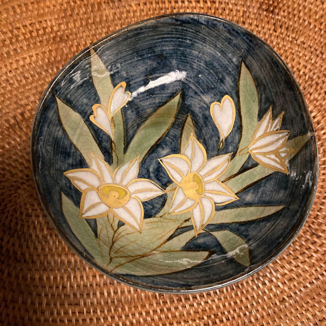 花柄の和皿5枚セット　脚付