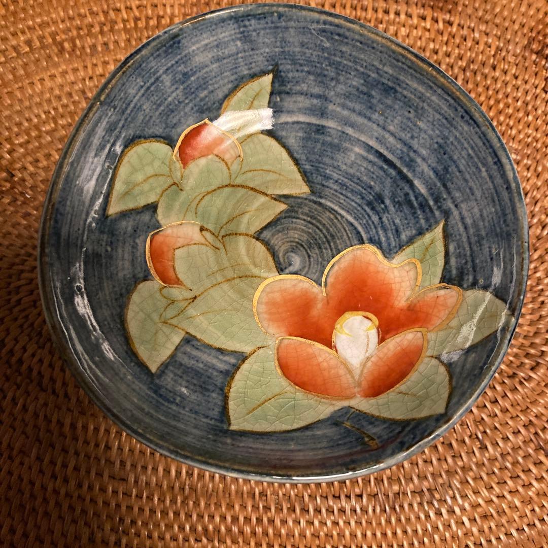 花柄の和皿5枚セット　脚付