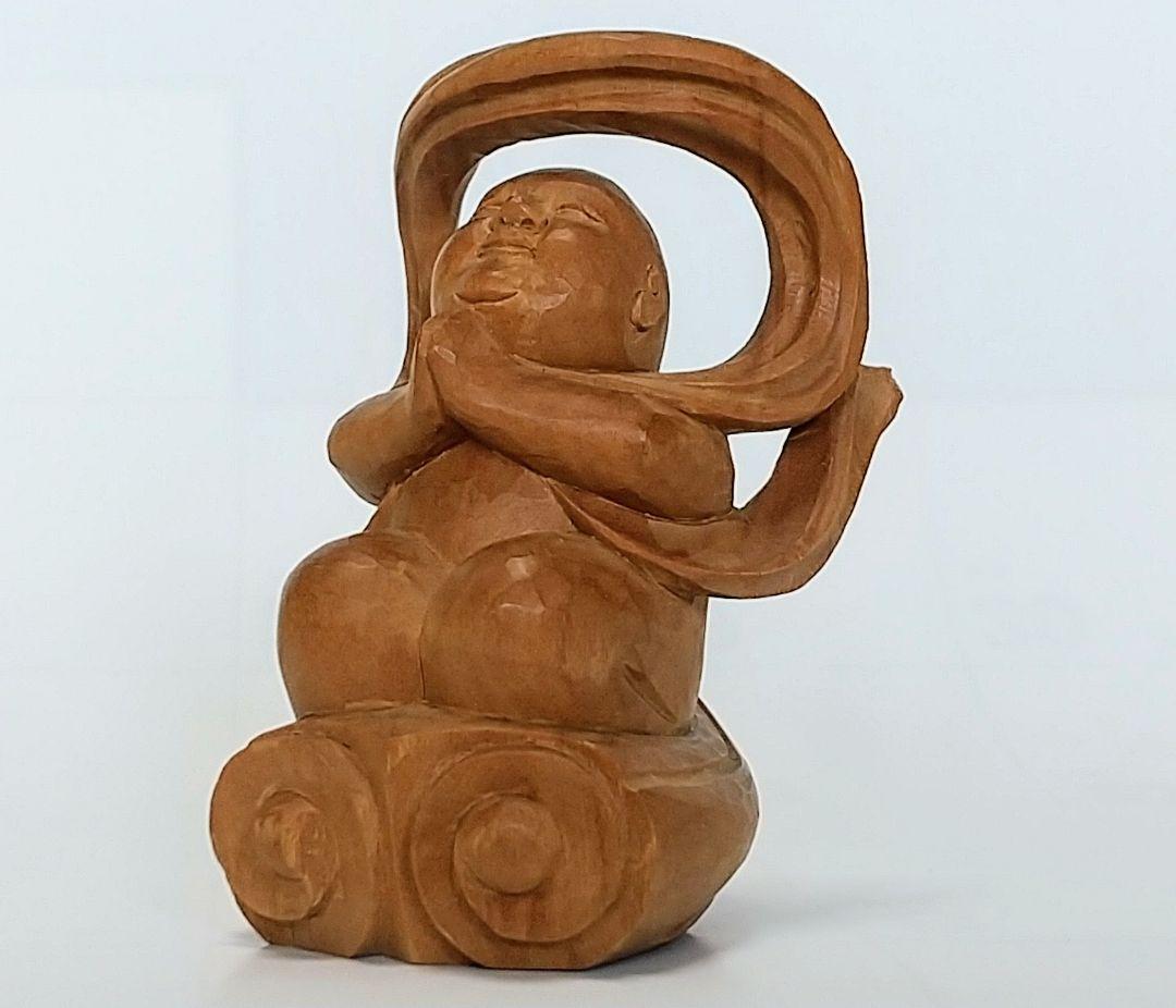 童子坐像 飛天 #567 ◆白檀 木彫 仏像