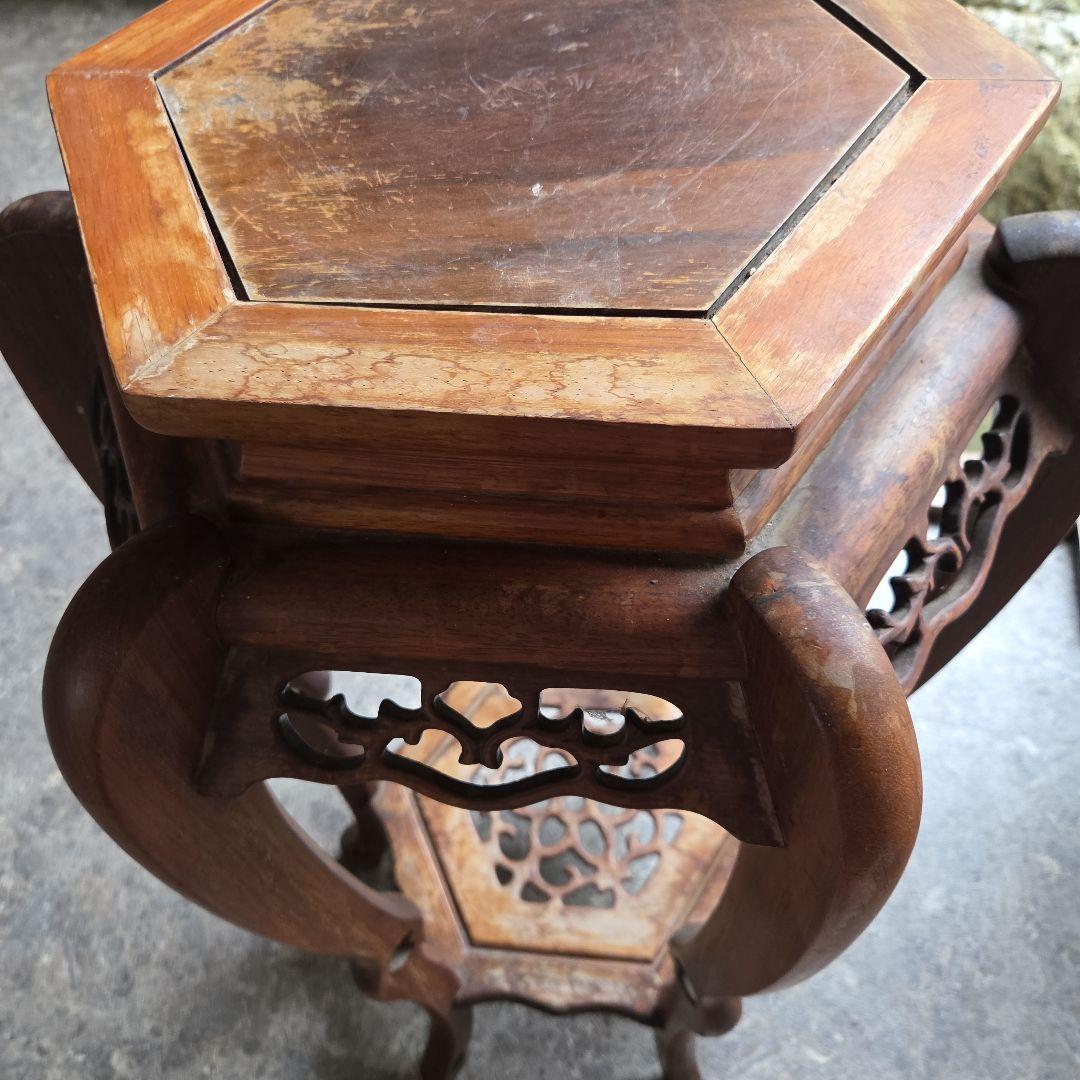 花台 高め花台 花瓶スタンド 木製 アンティーク 骨董品