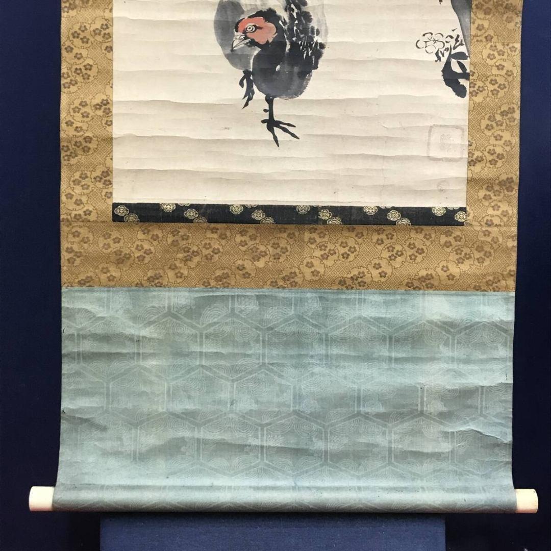 真作/作者不詳/雉図/キジ図/花鳥図/梅花図/春/掛軸/名家伝来/AK-993