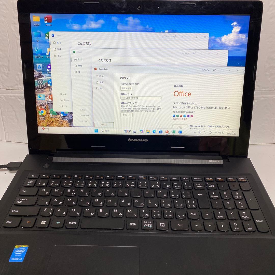 Windows11 オフィス2024年　メモリ8GB SSD レノボノートPC