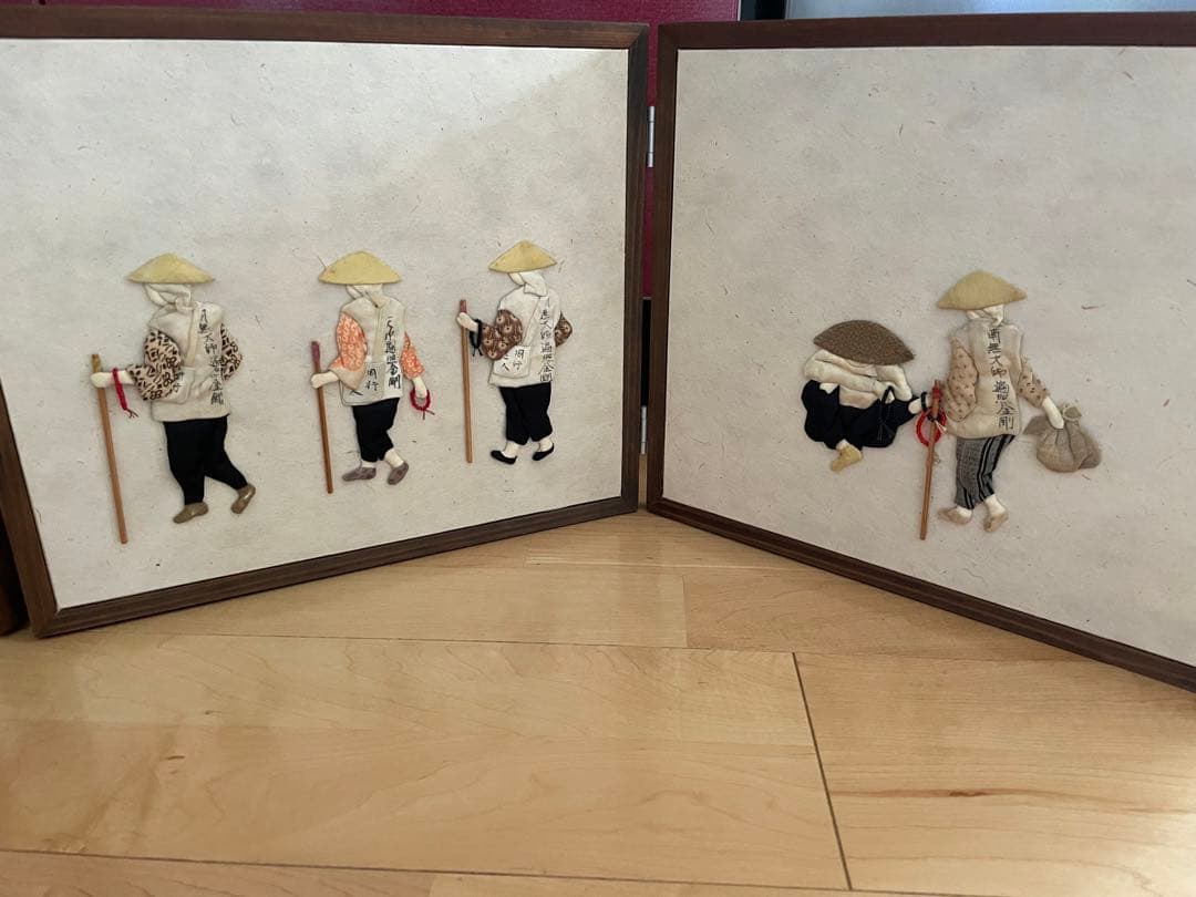 アンティーク風お遍路さん　　屏風