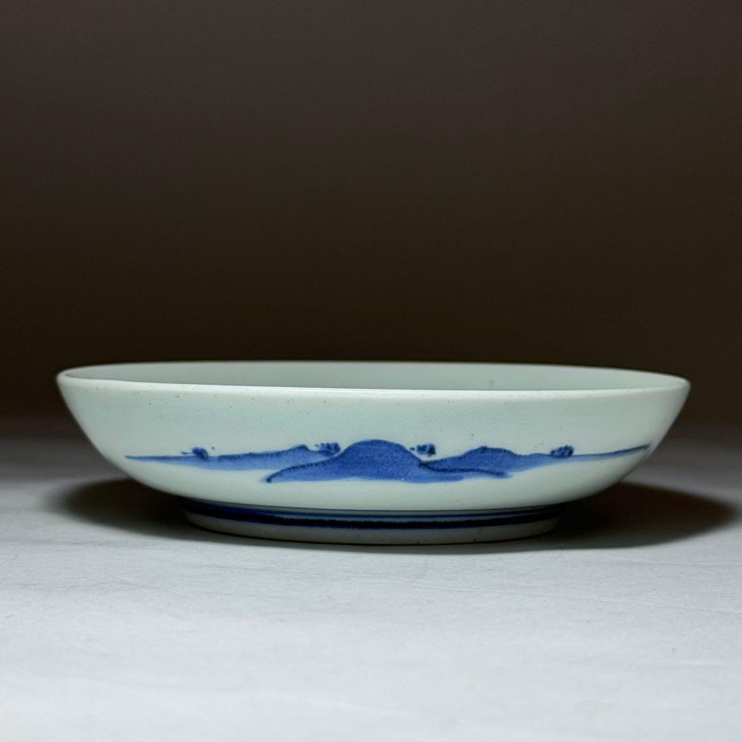 ◆藍九谷 柴垣梅文5寸皿 江戸時代前期寛文〜延宝期 1660年代〜1670年代◆