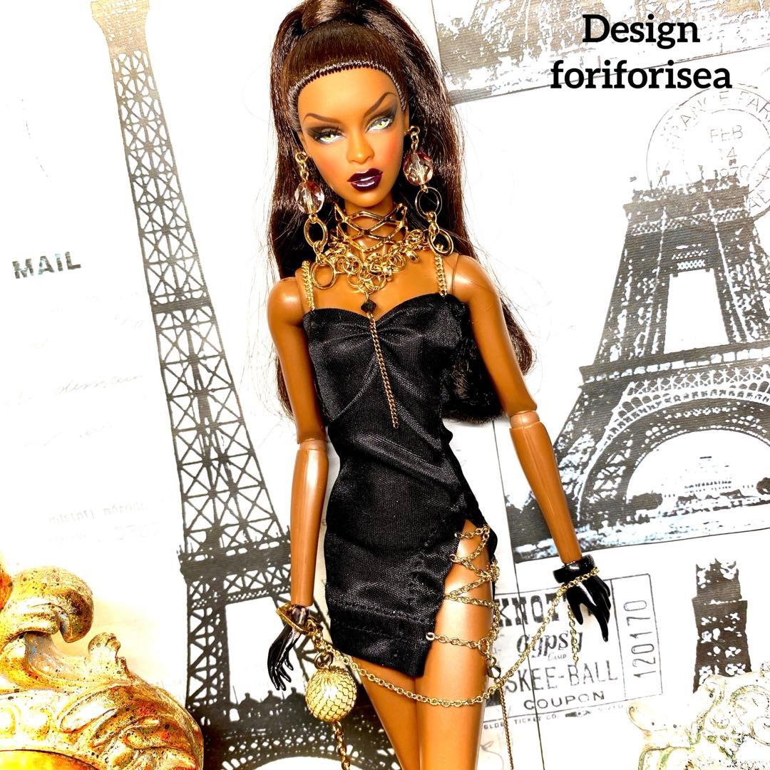Cool black satin sexy dress★★★アクセ★★★