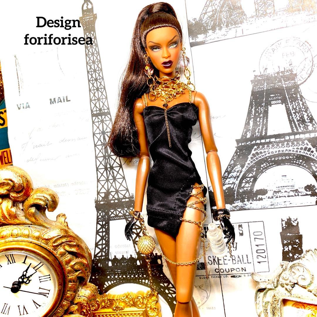 Cool black satin sexy dress★★★アクセ★★★