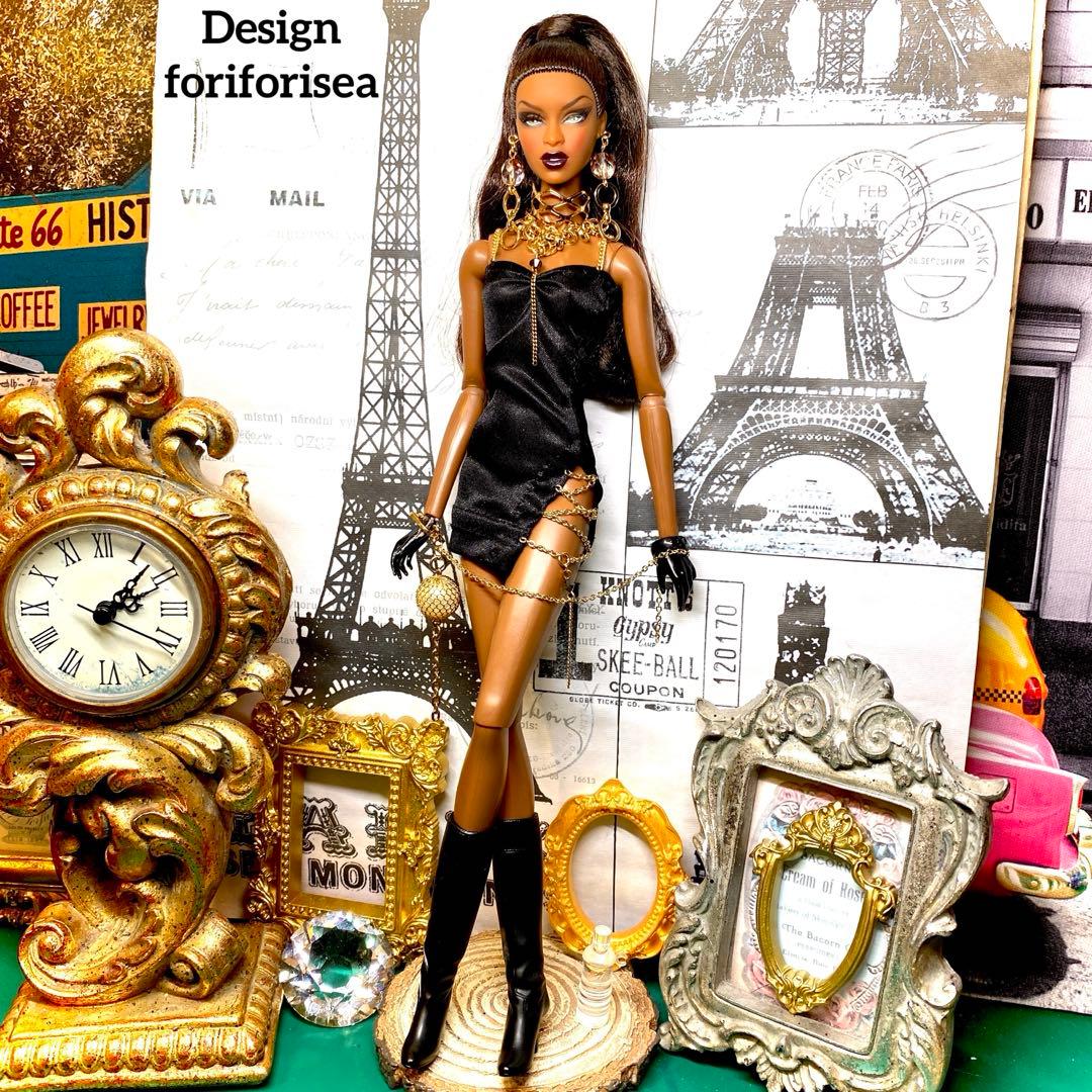 Cool black satin sexy dress★★★アクセ★★★