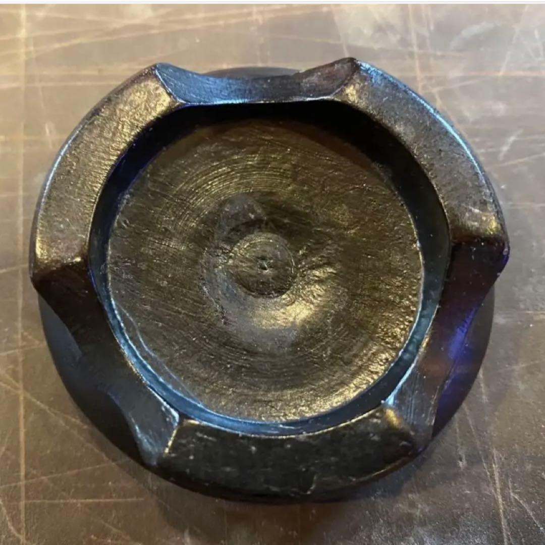 アンティーク・安南・アナミス・染付草花文小壺D4.8・唐木鑑賞台座付・２点セット