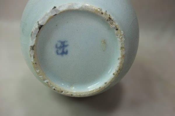 高麗 青磁 瓢形 鶴文 徳利 花生 李朝 骨董 共箱