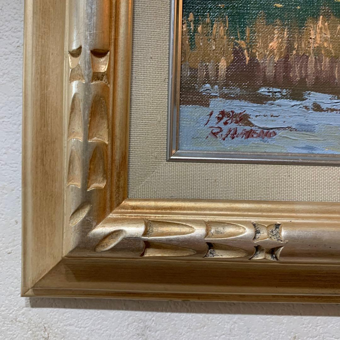 絵画　油彩肉筆画　真作　姫野陸郎『海辺』F3