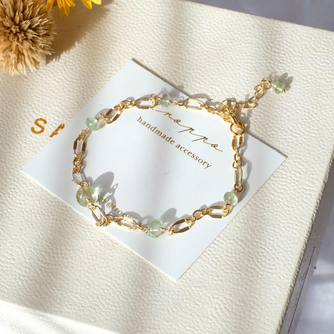 希少！レア！14kgfミントガーネットブレスレット