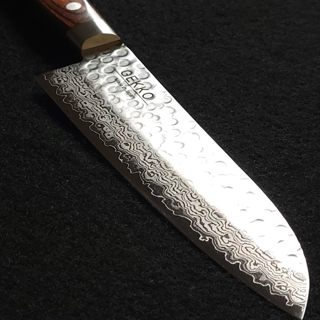 S*T様 VG10 ダマスカス 三徳包丁185mm 茶柄 G1706E 月光作