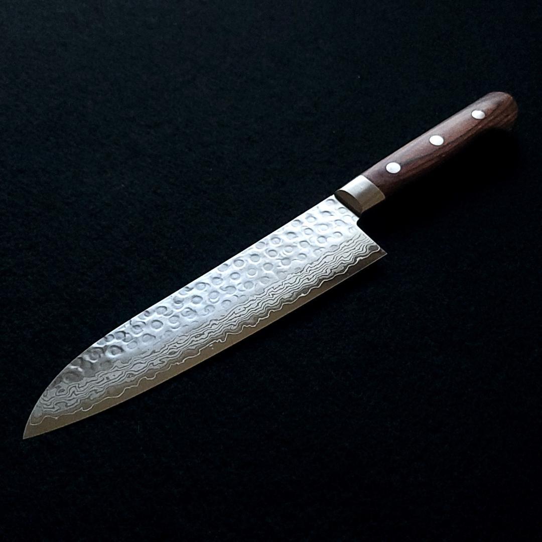 S*T様 VG10 ダマスカス 三徳包丁185mm 茶柄 G1706E 月光作