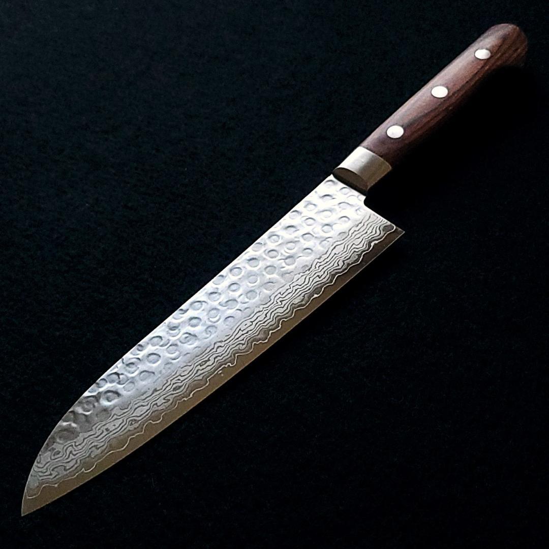 S*T様 VG10 ダマスカス 三徳包丁185mm 茶柄 G1706E 月光作