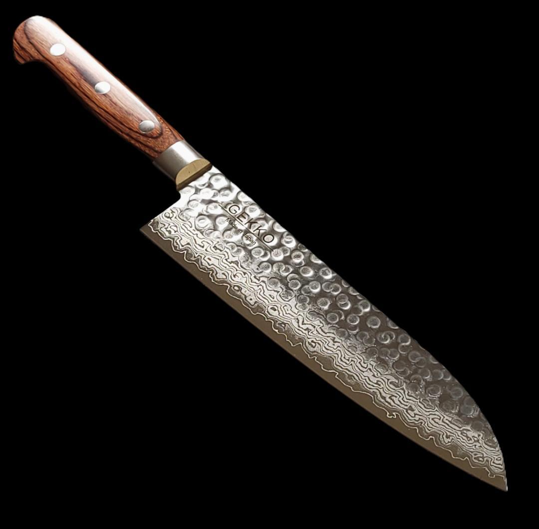 S*T様 VG10 ダマスカス 三徳包丁185mm 茶柄 G1706E 月光作