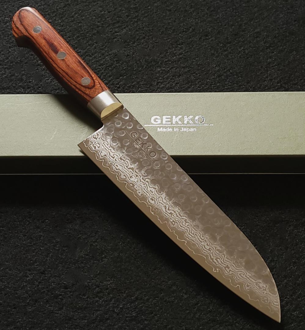 S*T様 VG10 ダマスカス 三徳包丁185mm 茶柄 G1706E 月光作