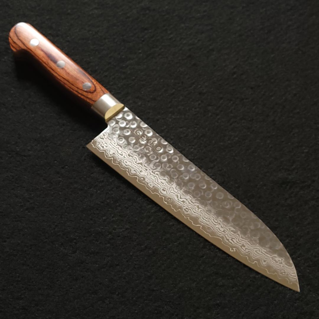 S*T様 VG10 ダマスカス 三徳包丁185mm 茶柄 G1706E 月光作