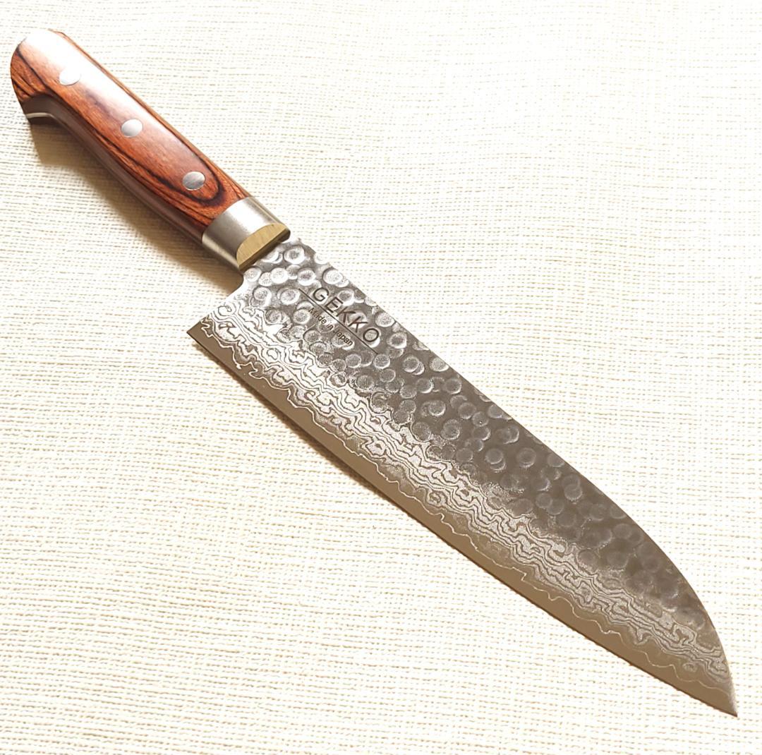 S*T様 VG10 ダマスカス 三徳包丁185mm 茶柄 G1706E 月光作