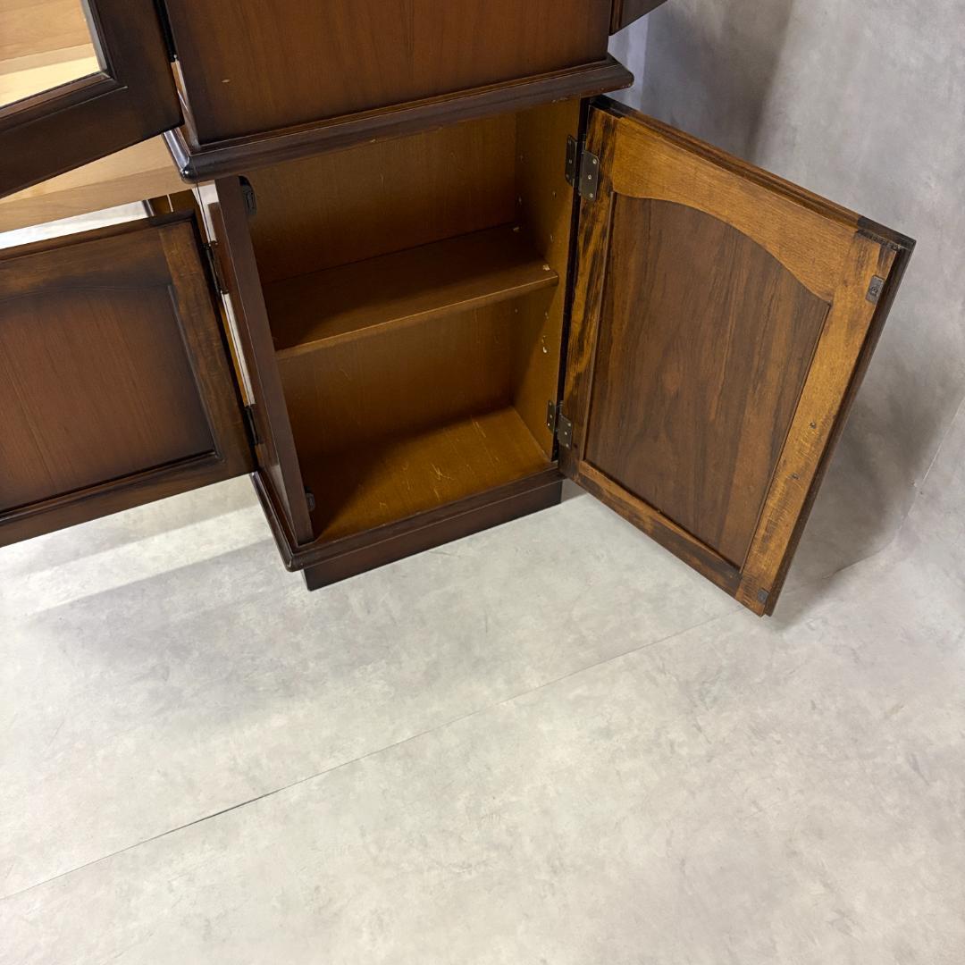 カリモク家具　レトロ家具　大型　ガラス戸棚　食器戸棚