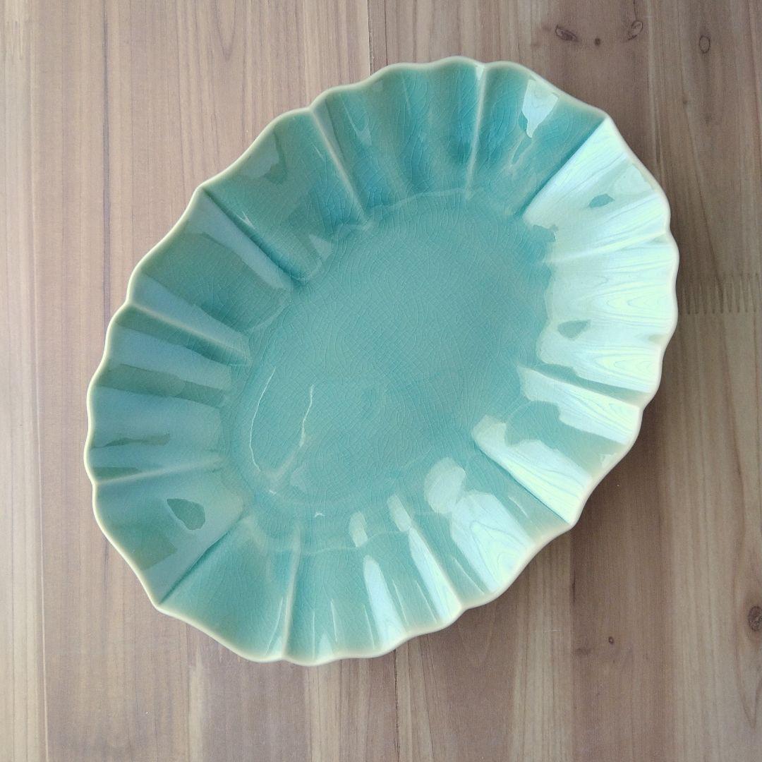 レリーフ楕円深皿・４枚　美濃焼〈新品・未使用〉